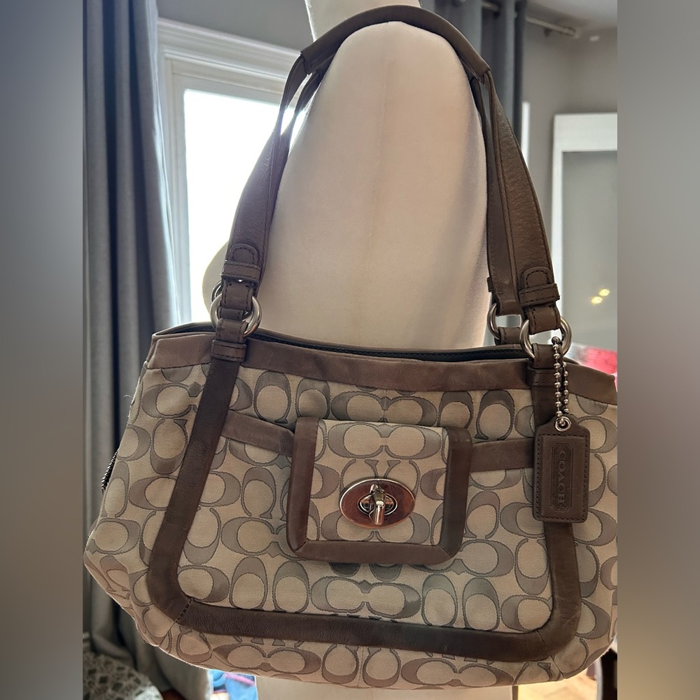 Coach Grey Signature Tote Bag